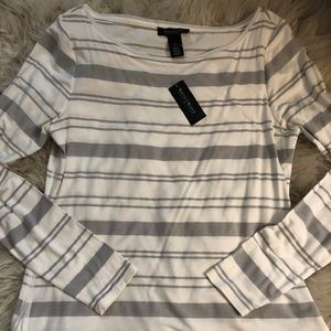 White & gray sparkle striped shirt